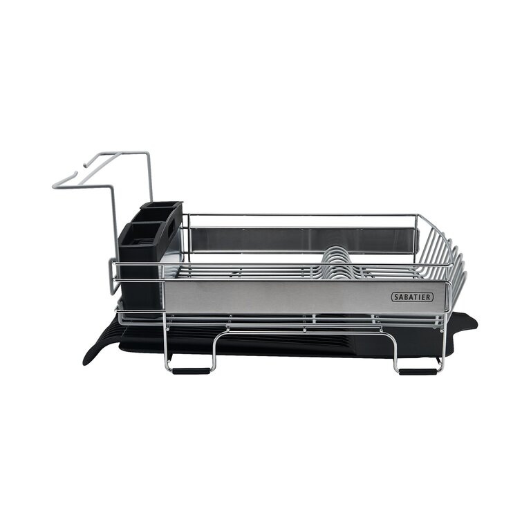 Sabatier Expandable Stainless Steel Dish Rack 30 Inch Black